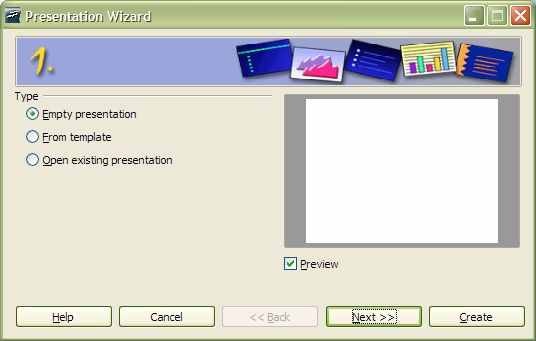 First Page of Presentation Wizard